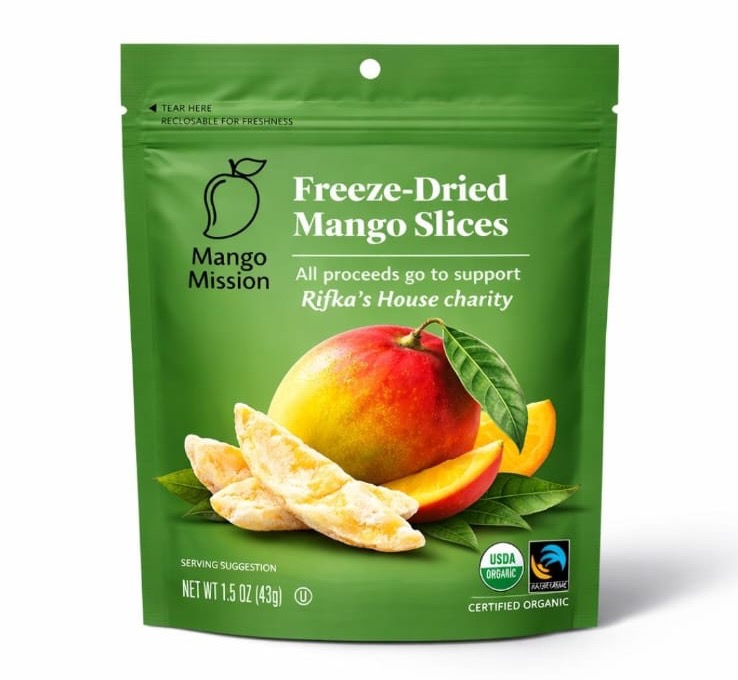 Mango Mission freeze-dried mango slices packaging